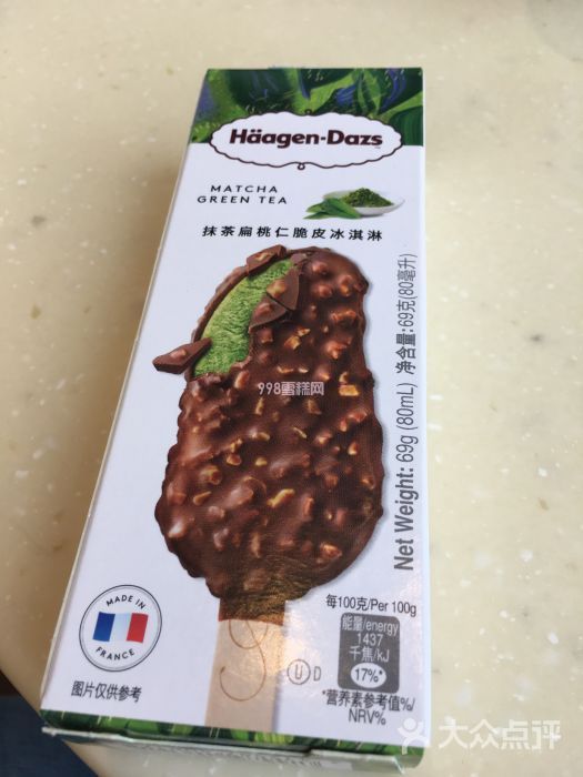 哈根达斯抹茶扁桃仁脆皮条  69g  12支